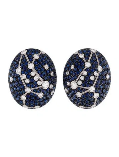 Pre-owned Repossi Vintage 18k Sapphire & Diamond Leo Astrum Clip-on Earrings In Multicolor