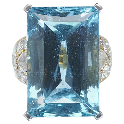 Pre-owned Repossi Vintage Italian  Aquamarine, Diamond And Gold Dress Ring, 35.00 Carats In Multiple