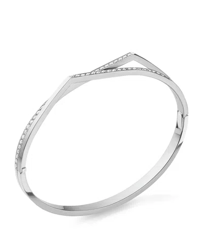 Repossi White Gold And Diamond Antifer Bangle In Silver