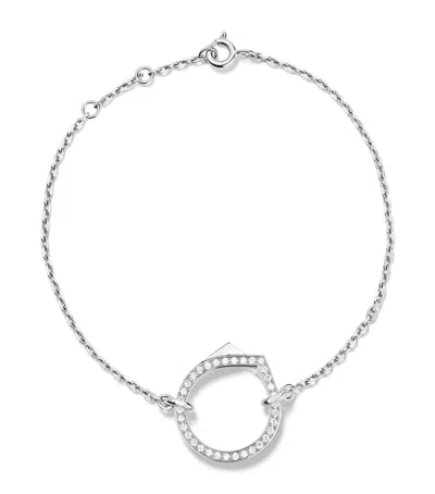 Repossi White Gold And Diamond Antifer Chain Bracelet In Silver
