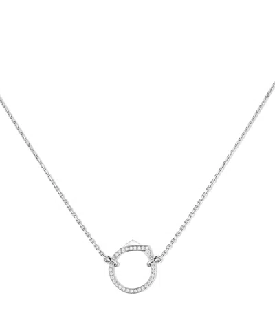 Repossi White Gold And Diamond Antifer Pendant Necklace In Silver