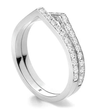 Repossi White Gold And Diamond Antifer Ring In Silver