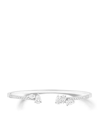 Repossi White Gold And Diamond Serti Sur Vide Bangle In Silver
