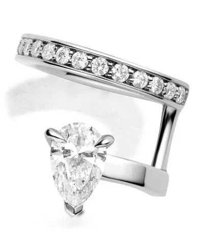 Repossi White Gold And Diamond Serti Sur Vide Ear Cuff In Silver