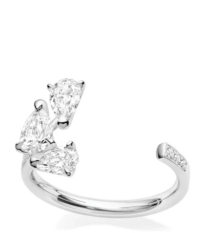 Repossi White Gold And Diamond Serti Sur Vide Ring In Silver