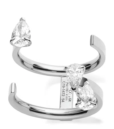 Repossi White Gold And Diamond Serti Sur Vide Ring In Silver