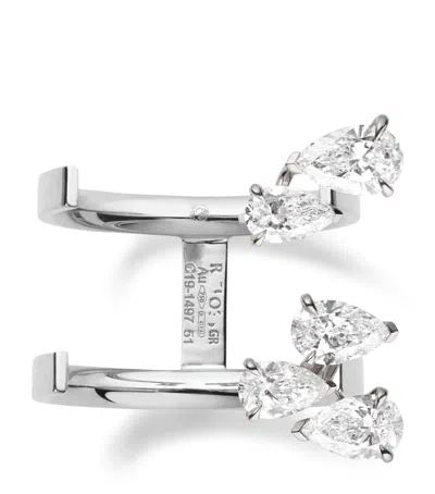 Repossi White Gold And Diamond Serti Sur Vide Ring In Silver