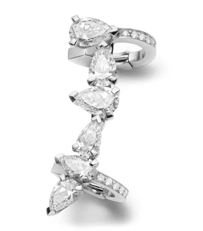 Repossi White Gold And Diamond Serti Sur Vide Single Earring In Silver