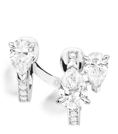 Repossi White Gold And Diamond Serti Sur Vide Single Earring In Silver