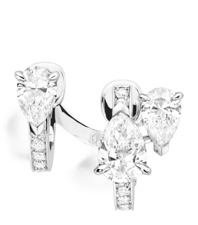 Repossi White Gold And Diamond Serti Sur Vide Single Earring In Silver