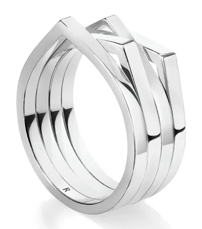 Repossi White Gold Antifer 4-band Ring In Silver