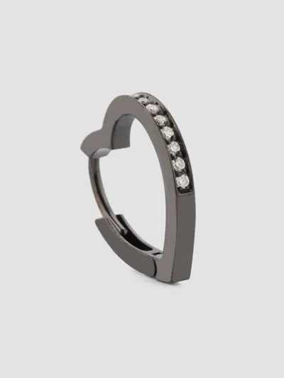 Repossi Women's Antifer 18k Black Gold & 0.06 Tcw Diamond Heart Hoop Earring In Green