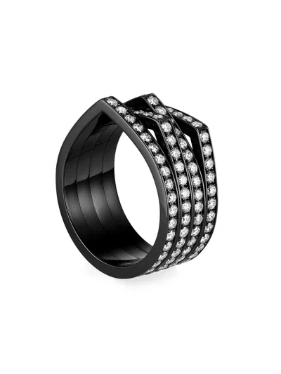 Repossi Women's Antifer 18k Black Gold & 1.76 Tcw Diamond Four-row Ring In Blue