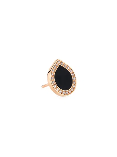 Repossi Women's Antifer 18k Rose Gold, Black Onyx & 0.08 Tcw Diamond Single Stud Earring
