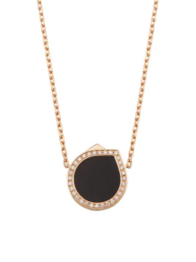 Repossi Women's Antifer 18k Rose Gold, Black Onyx & 0.18 Tcw Diamond Pendant Necklace