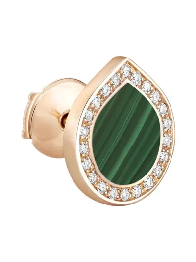 Repossi Women's Antifer 18k Rose Gold, Malachite & 0.08 Tcw Diamond Single Stud Earring