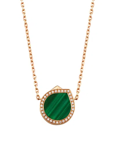 Repossi Women's Antifer 18k Rose Gold, Malachite & 0.18 Tcw Diamond Pendant Necklace