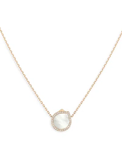 Repossi Women's Antifer 18k Rose Gold, Mother-of-pearl & 0.18 Tcw Diamond Pendant Necklace