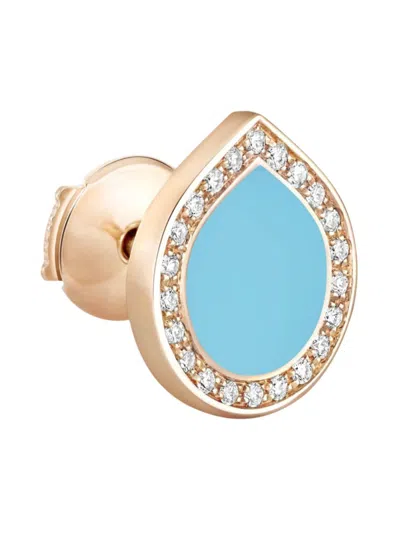 Repossi Women's Antifer 18k Rose Gold, Turquoise & 0.08 Tcw Diamond Single Stud Earring