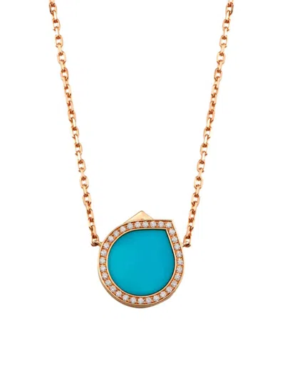 Repossi Women's Antifer 18k Rose Gold, Turquoise & 0.18 Tcw Diamond Pendant Necklace