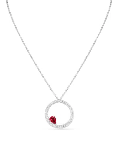 Repossi Women's Brevis 18k White Gold, Ruby & 1.50 Tcw Diamond Circle Pendant Necklace In Blue