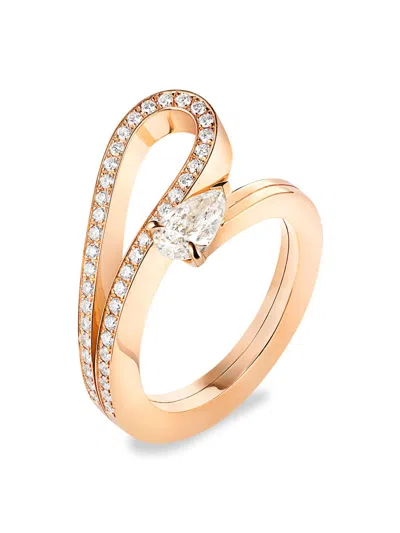 Repossi Women's Serti Inversé 18k Rose Gold & Diamond Ring In Black