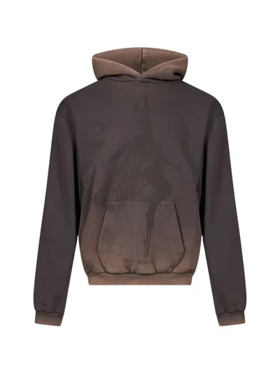 Represent 247 Fallen Angel Graphic-print Faded-effect Hoodie In Brown