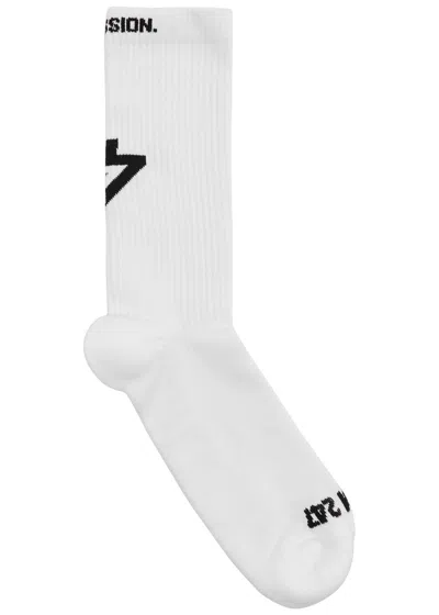 Represent 247 Logo-intarsia Stretch-cotton Socks In White