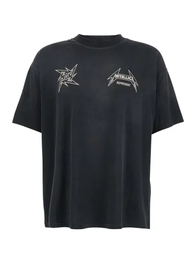Represent 40 Year Anniversary X Metallica Black T-shirt With Front And Back Logo Print In Cotton Blend Man