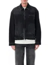 Represent Aged Black Collared Denim Jacket In Black