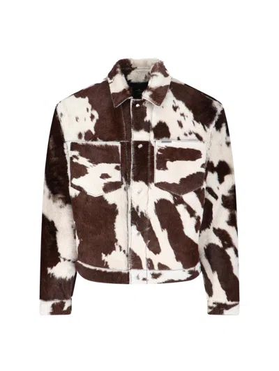 Represent Long Sleeve Faux Fur Texture Jacket In Multi