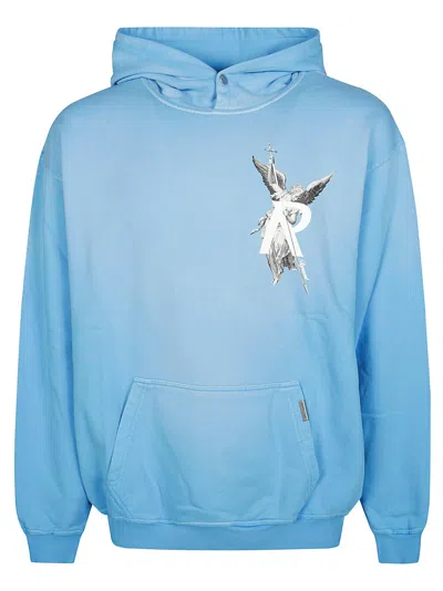 Represent Graphic Print Hoodie With Ribbed Details In Blue