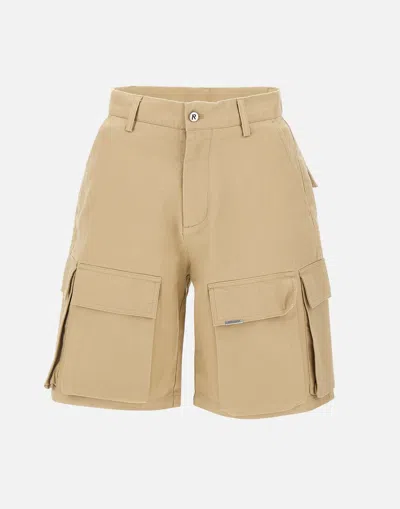 Represent Baggy Cotton Shorts In Sand In Gold