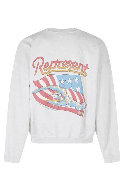 Represent Beach Boys Graphic Print Cotton Sweatshirt In White