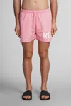 Represent Mens Flamingo Pink Brand-typography Quick-drying Swim Shorts In Pink