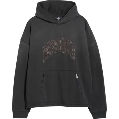 Represent Beaded Logo Cotton Hoodie In Black