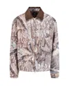 Represent Mens Tree-graphic Print Camouflage Cotton Trucker Jacket In Beige