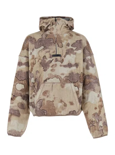 Represent Beige Camo Zip-up Hoodie In Multi