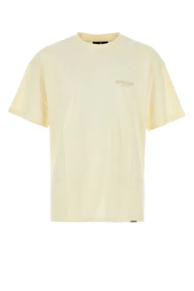 Represent Beige Crewneck Logo T-shirt In Yellow
