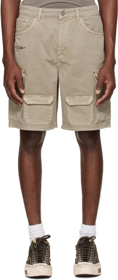 Represent Beige Loaded Cargo Shorts In Neutral