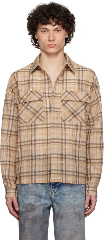 Represent Beige Sheer Flannel Shirt In Light Brown