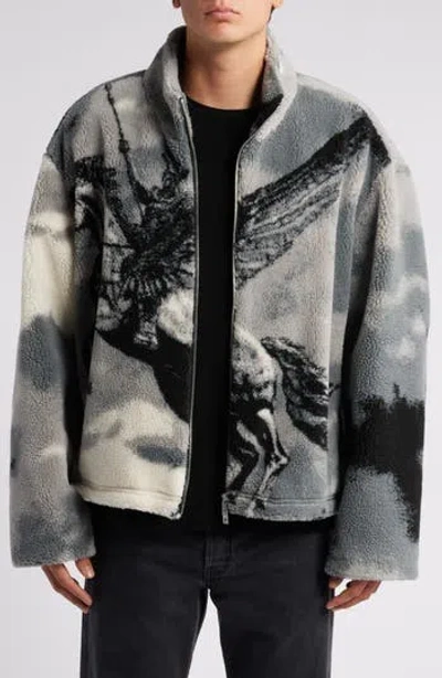 Represent Bellerophon Wool Blend Fleece Jacket In Gray