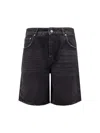 Represent Tailored Stone-washed Denim Bermuda Shorts In Black