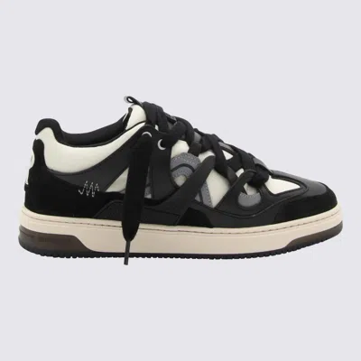 REPRESENT BLACK AND WHITE LEATHER SNEAKERS