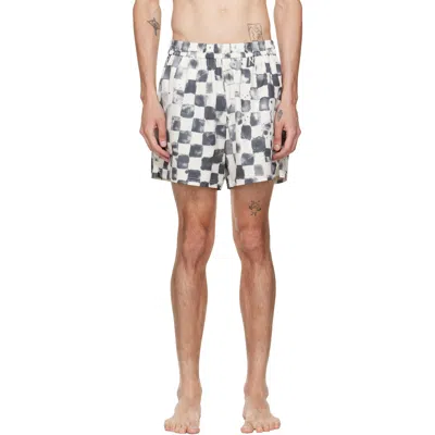 Represent Black & White Pool Side Swim Shorts