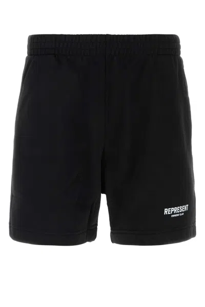 Represent Black Cotton Bermuda Shorts