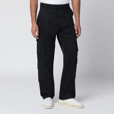 Represent Black Cotton Cargo Trousers
