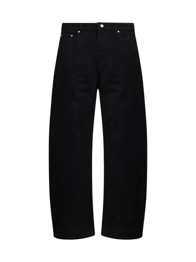Represent Black Cotton Denim R5 Curved-leg Jeans