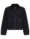Represent Cropped Black Cotton Canvas Jacket With Zip Closure And Utility Pockets In Black