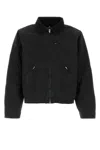 Represent Cropped Black Cotton Canvas Jacket With Zip Closure And Utility Pockets In Black